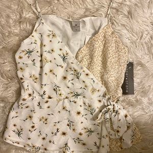 Paper Crane floral/spotted tank with side bow, size L.